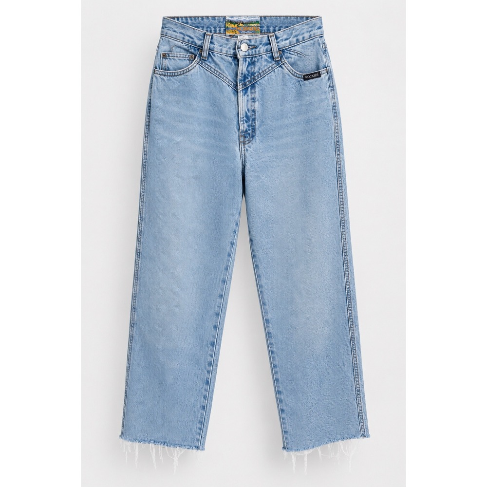 Vintage Rockies High Rise Western Jeans Cutoff Cropped Raw Hem Light Wash 11/12